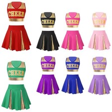 Kids Girls Cheer Leader Football Dancewear Junior Outfits Cosplay Set Holiday
