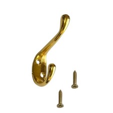 Polished Chrome Brass Metal Double Hat Coat Hooks, Door, Wall Robe Dress Hanger