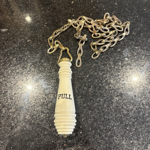 Antique porcelain toilet pull - antique,