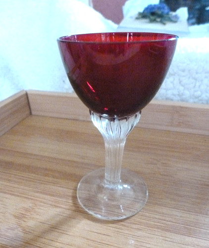 Small red clear liqueur - red,