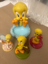 3 1999 Tweety Pie mini resin Figures Warner Bros Tennis Eiffel Roses + soap dish