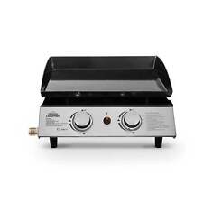 2 Burner BBQ Portable Gas Plancha Grill - Stainless Steel