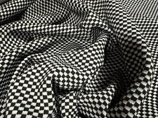 Stretch Double Jersey Fabric, Per Metre - Chef Check Jacquard - Black & White