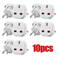 10PCS UK To EU Euro Europe European Travel Adaptor Plug 2 Pin Adapter