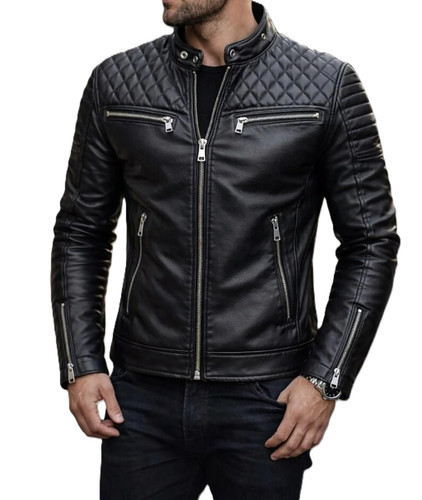Men black genuine lambskin - black,