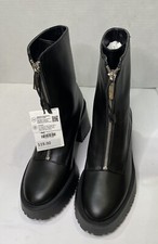 Zara Black Leather Combat