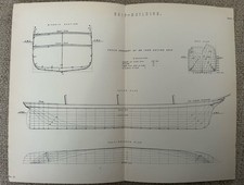 Antique Print c1870 Ship Building – Iron Sailing Ship Sheer Draught Engraving