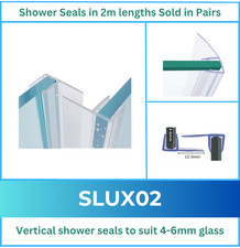Shower Outlet F Shape Sliding Shower Door Seal Strips 12mm Vertical Fins 2M Pair