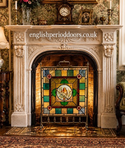 Antique brass fire screen - brass,
