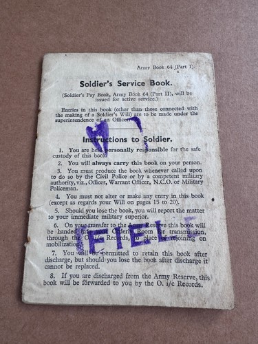 Ww2 soldier service book - ww2,