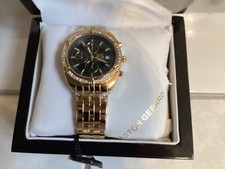 ASTON GERARD  BEAUTIFUL 18K GOLD PLATED DIAMOND MENS WATCH, BRAND NEW