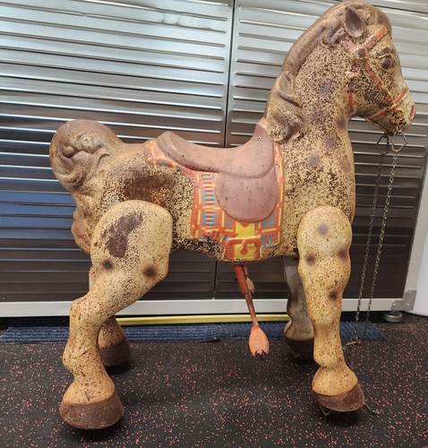 Vtg steel mobo horse bronco - steel,