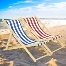 Outdoor Lounger Folding Recliner Hard Wood Garden Beach Sea Side Chair Deckchair