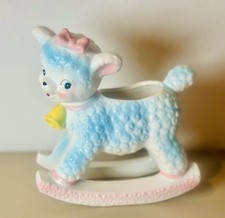 VTG Kitschy MCM Retro Anthropomorphic INARCO Baby Lamb Rocking Horse Planter