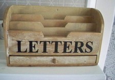 Gisela Graham Wooden Letter Rack 3 Sections & A Pull Out Drawer Width 30cm