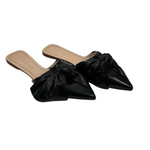 Zara black leather bow mules - leather,