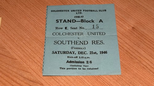 Ticket 1946 colchester - ticket, 1946/47