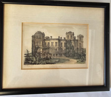 Hardwick Hall Original Lithograph Hand Coloured by J & C Mozley circa 1840 {alv}