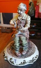 LARGE VINTAGE CAPODIMONTE FIGURINE THE COBBLER MARKED IN BLUE CROWN & N RARE 