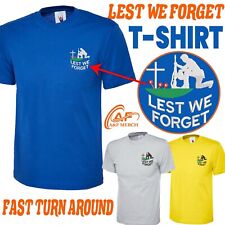 Lest We Forget Embroidered T-shirt Poppy Flower British Military Soldier Armed