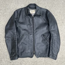 Vintage 60s 70s Bates Zip Up Black Leather Jacket Sz 40 Medium Made In USA Biker