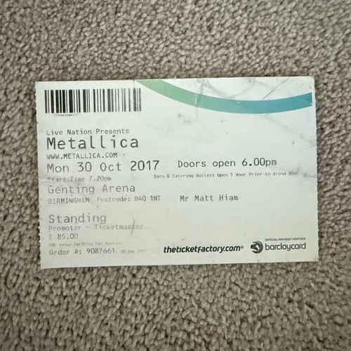 Metallica official ticket - metallica,