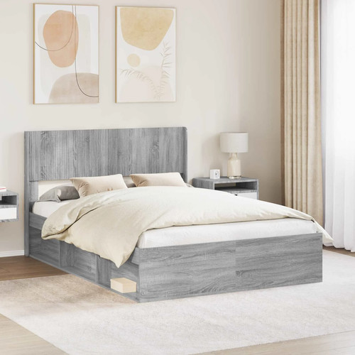 Bed frame double grey - grey, sonoma