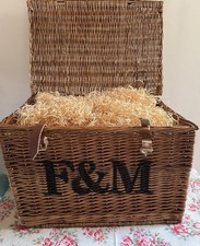 Fortnum & Mason F&M Extra Large Brown Wicker Basket Hamper - Straps / Filling