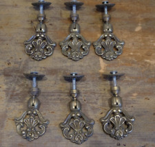 Antique Style Solid Brass Pull Drop Handles x 6 (New Old Stock)