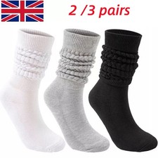 2/3Pairs Ladies Slouch Socks Cotton Scrunch Knee High Extra Long and Heavy Socks
