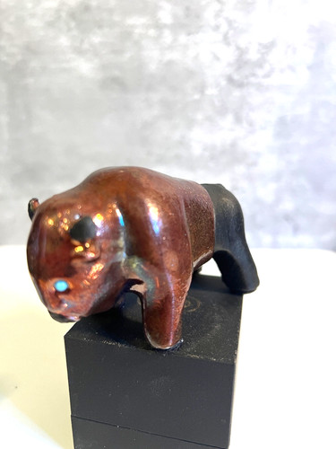 Vintage raku metallic pottery - vintage,