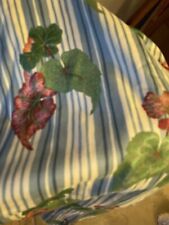 Vintage blue stripe begonia 80s fabric curtains excon 90”l x 46”w 