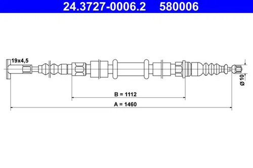 Handbrake cable 3727 - cable, 24.3727-0006.2