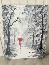 Mal burton Original Painting 2011 A Walk  with the Dog authentic 