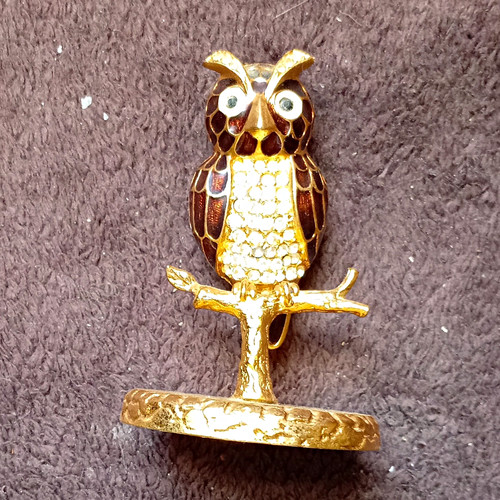 Gold tone owl - tone, enamel