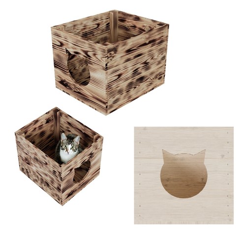 Qls wooden cat house box - box, fits