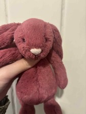 Jellycat Small Bashful Berry Bunny Soft Baby Toy Comforter Dark Pink Soother
