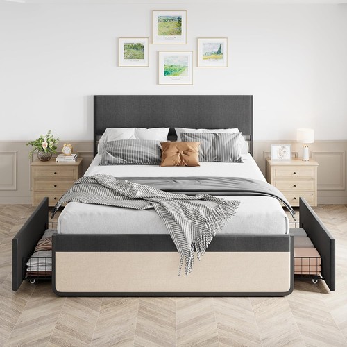 Queen bed frame with storage - with, 2