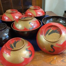 Antique Lacquer Bowl Cranes