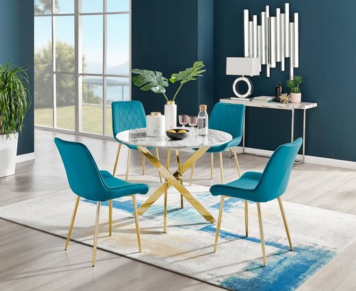 Novara white marble gold - white, leg