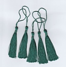 5 x Dark Green Craft Tassels - 13cm Beading Jewellery Bookmark Sewing Zip Pull 