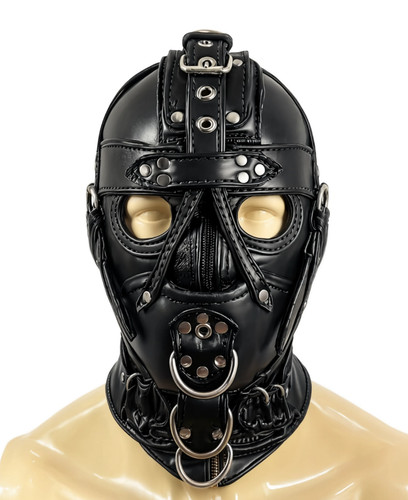 Black leather full face - full,