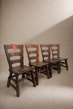Set of 4 Brutalist Oak Dining