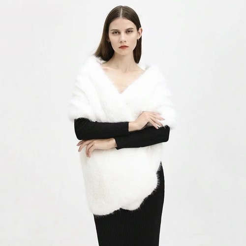 Winter cape elegant white faux - cape,