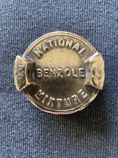 Vintage Original Brass NATIONAL BENZOLE MIXTURE Petrol Oil Can Screw Cap top  