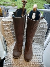 M&S TAUPE LEATHER KNEE BOOTS SZ 4 WIDE FIT