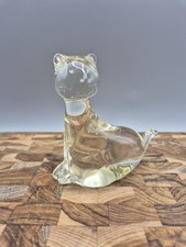 Clear Art Glass Cat Ornament