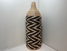 Woven Decorative Bottle Vase Zigzag Pattern 24in - Excellent Condition