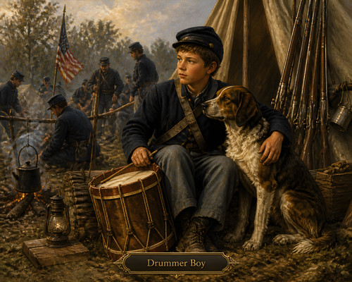 Drummer boy and camp dog - boy,