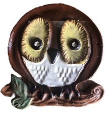 Vintage Mid Century Owl Studio Ceramic Terracotta Wall Art Plaque Cottage 10”